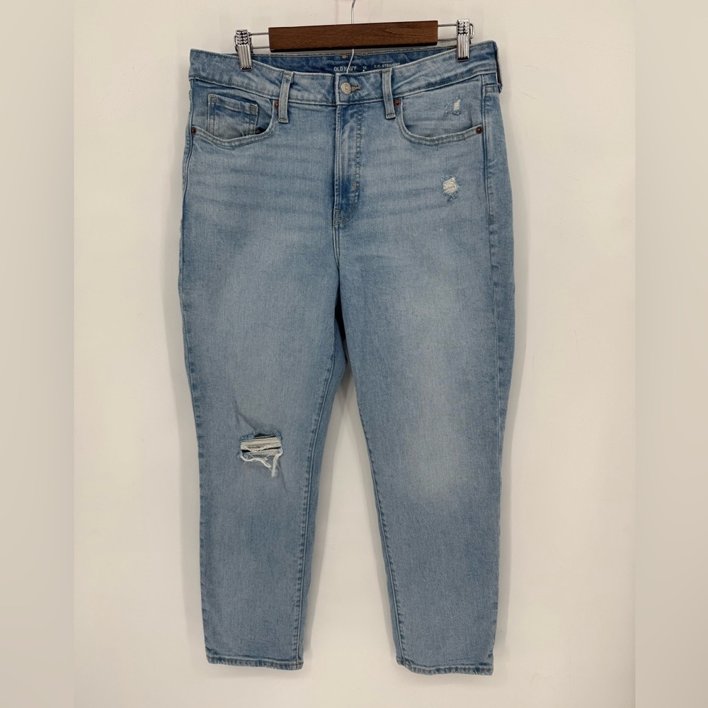 Old Navy Women's High-Rise O.G. Straight Light Blue Everyday Denim Jeans Size 12
